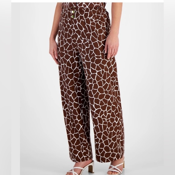 INC International Concepts Printed Linen Blend Women's Pants, Wide Legs Pants - Picture 1 of 9